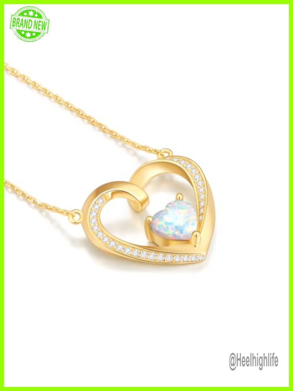 14K Gold Plated Sterling Silver Heart Pendant Necklace with Birthstone